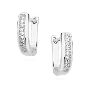 Cercei argint cu tortita si pietre DiAmanti Z1442DER_W-DIA (Argint 925‰ 1,9 g.)